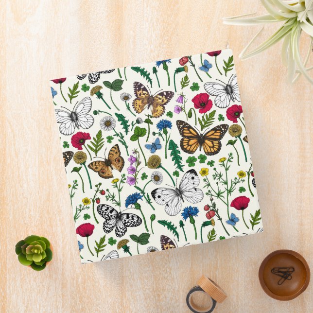 Wildflowers on off white 3 ring binder (In Situ)