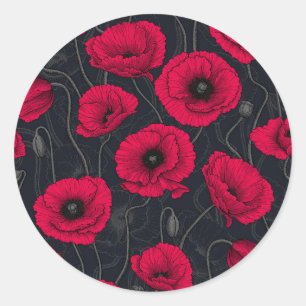 Wildflowers on off white classic round sticker