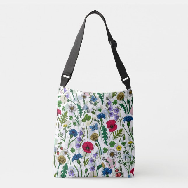 Wildflowers on off white crossbody bag (Front)