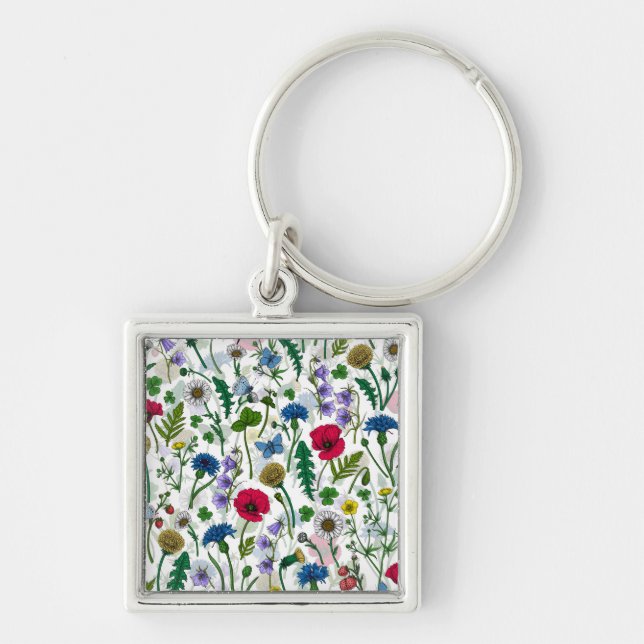 Wildflowers on off white keychain (Front)