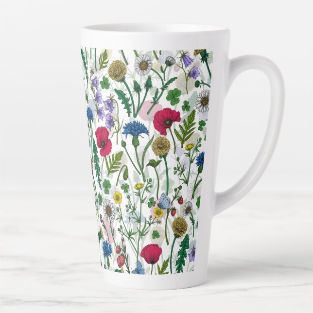 Wildflowers on off white latte mug (Right)