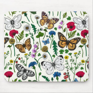Wildflowers on off white mouse pad