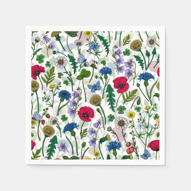Wildflowers on off white napkin (Front)