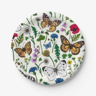 Wildflowers on off white paper plates