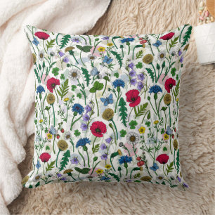 Wildflowers on off white throw pillow