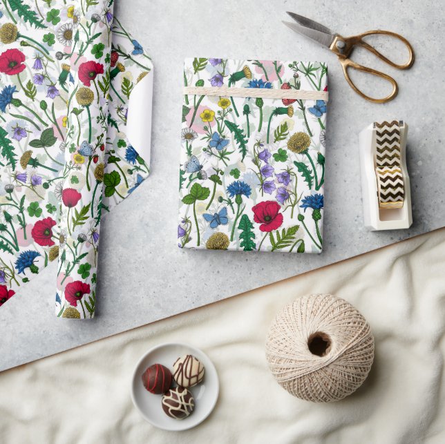 Wildflowers on off white wrapping paper (Crafts)