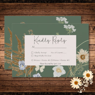 Wildflowers on Sage Wedding  RSVP Card