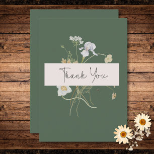 Wildflowers on Sage Wedding Thank You Card