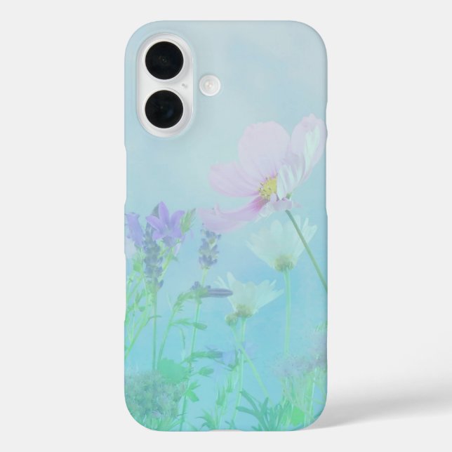 Wildflowers on Soft Blue Floral iPhone Case (Back)