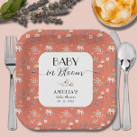 Wildflowers on Terracotta Baby Shower Paper Plate<br><div class="desc">Stylish terracotta gender-neutral baby shower paper plates feature simple wildflowers,  the wording "Baby in Bloom" and your details in chic lettering. MATCHING items in our collection.</div>