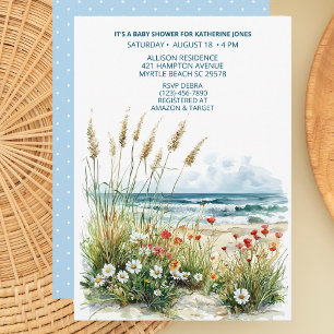 Wildflowers on the Beach Baby Shower Invitation