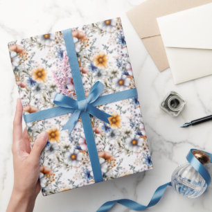 Wildflowers on White  Wrapping Paper