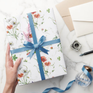 Wildflowers On White Wrapping Paper