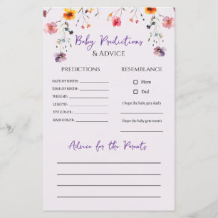 Wildflowers Orthodox Baby Shower Predictions Game