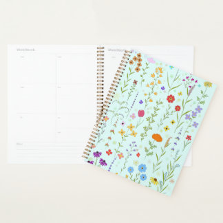 wildflowers painting  turquoise background planner