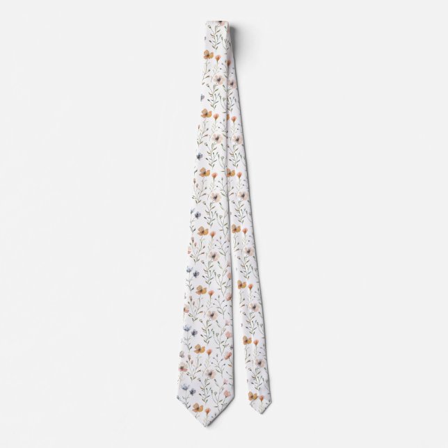Wildflowers Pattern Cottagecore Tie (Front)