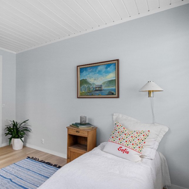 Wildflowers pattern poppy minimalist throw pillow (Creator Uploaded)