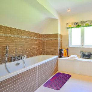 Wildflowers pattern poppy purple  bath mat