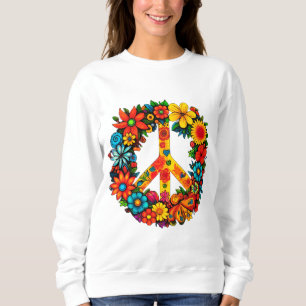 Wildflowers Peace Sign floral wreath Sweatshirt