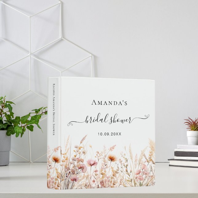 Wildflowers peach pink bridal shower recipe binder (Creator Uploaded)