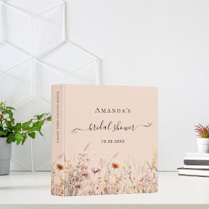 Wildflowers peach pink bridal shower recipe binder
