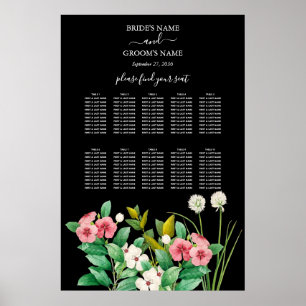 Wildflowers Periwinkle Black Wedding Seating Chart