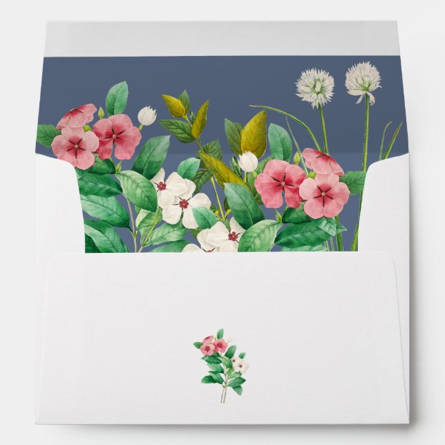 Wildflowers Periwinkle Blue 5x7 Wedding Invitation Envelope (Back (Bottom))