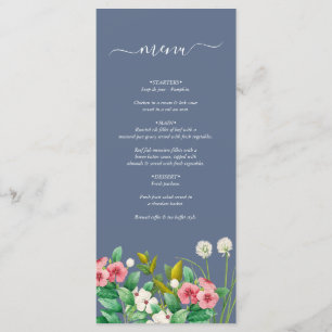 Wildflowers Periwinkle Dusty Blue Wedding  Menu
