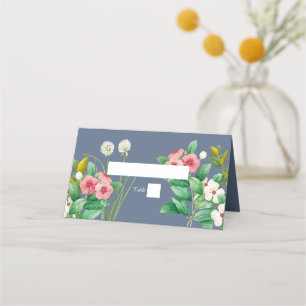 Wildflowers Periwinkle Dusty Blue Wedding Place Card