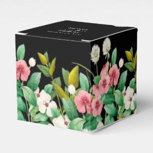 Wildflowers Periwinkle Watercolor Black Wedding Favor Box