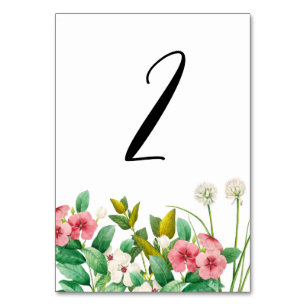 Wildflowers Periwinkle Watercolor Wedding Table Number