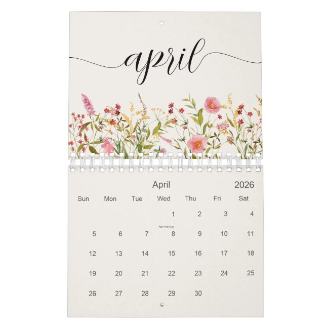 Wildflowers Personalized Calendar (Apr 2026)
