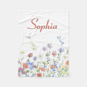 Wildflowers Personalized Custom name Fleece Blanket