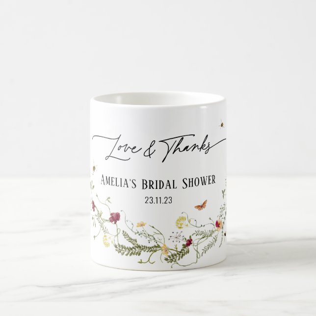 Wildflowers Personalized Party Favour Bridal Showe Coffee Mug (Center)