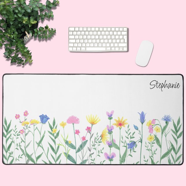 Wildflowers Personalized Script Name Desk Mat (Creator Uploaded)