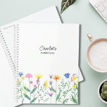Wildflowers Personalized Script Name Planner<br><div class="desc">This floral planner is decorated with hand-drawn wildflowers and stylish script typography.
Easily customizable with your name and year.
Use the Design Tool to change the text size,  style,  or colour.
Original Drawing © Michele Davies.</div>