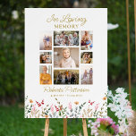 Wildflowers Photo Collage Funeral Memorial Welcome Poster<br><div class="desc">This beautiful memorial poster is perfect for greeting family and friends as they enter your loved one's celebration of life. The design features 9 various shaped photos framed by a watercolor wildflower botanical border and text that reads "In Loving Memory". (You can change this text - so easy to customize)...</div>