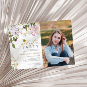 Wildflowers Photo Graduation Party Invitation