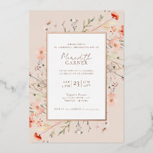 Wildflowers Photo Graduation Party Real Rose Gold