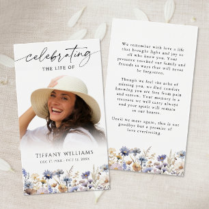 Wildflowers Photo In Loving Memory Prayer Card