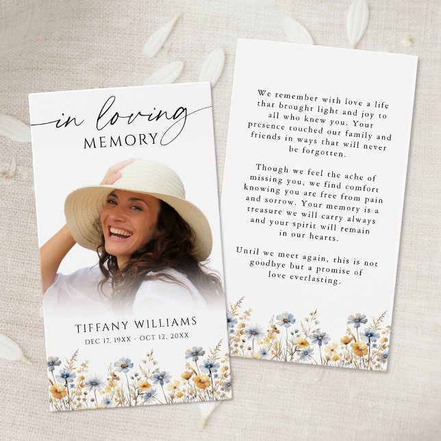 Wildflowers Photo Loving Memory Prayer Card (Creator Uploaded)