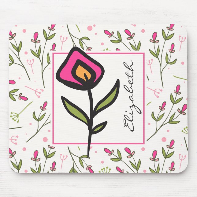 Wildflowers - Pink and Orange Petals Personalized Mouse Pad (Front)
