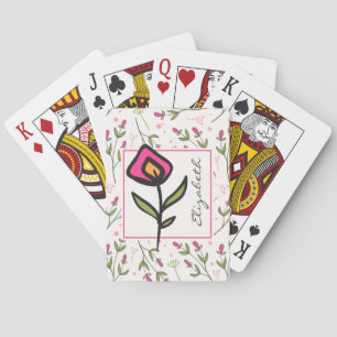 Wildflowers - Pink and Orange Petals Personalized Playing Cards
