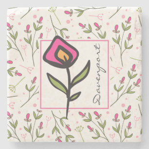 Wildflowers - Pink and Orange Petals Personalized Stone Coaster