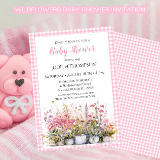 Wildflowers Pink Baby Shower  Invitation