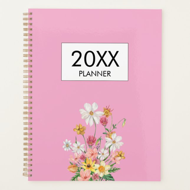 Wildflowers Pink Personalized Planner (Front)