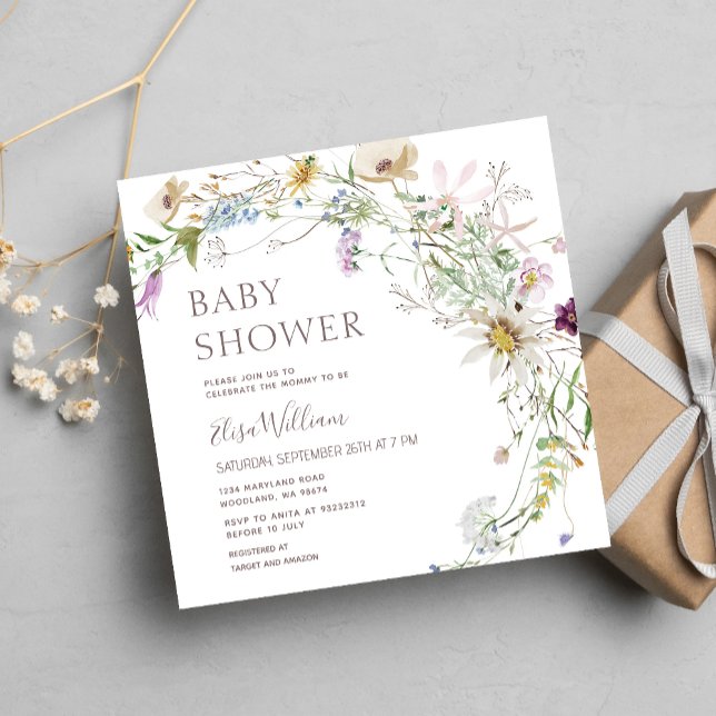  Wildflowers Pink & Purple Floral Baby Shower Invitation (Creator Uploaded)