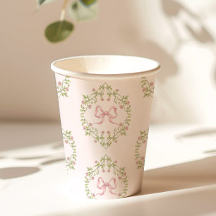 Wildflowers pink ribbon Bow Coquette baby shower Paper Cups