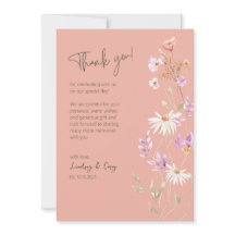 Wildflowers Pink Thank You Card for Wedding