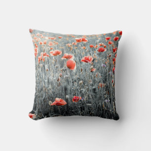 Wildflowers poppies throw pillow